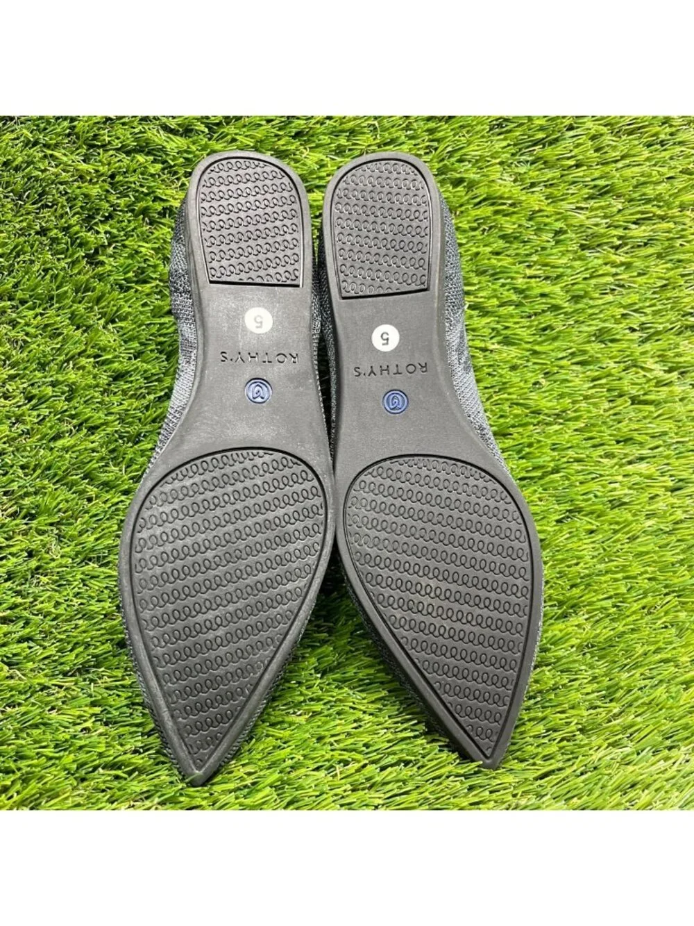Rothy's The Point Womens Size 5 Gray Black Casual Classic Slip On Ballet Flats